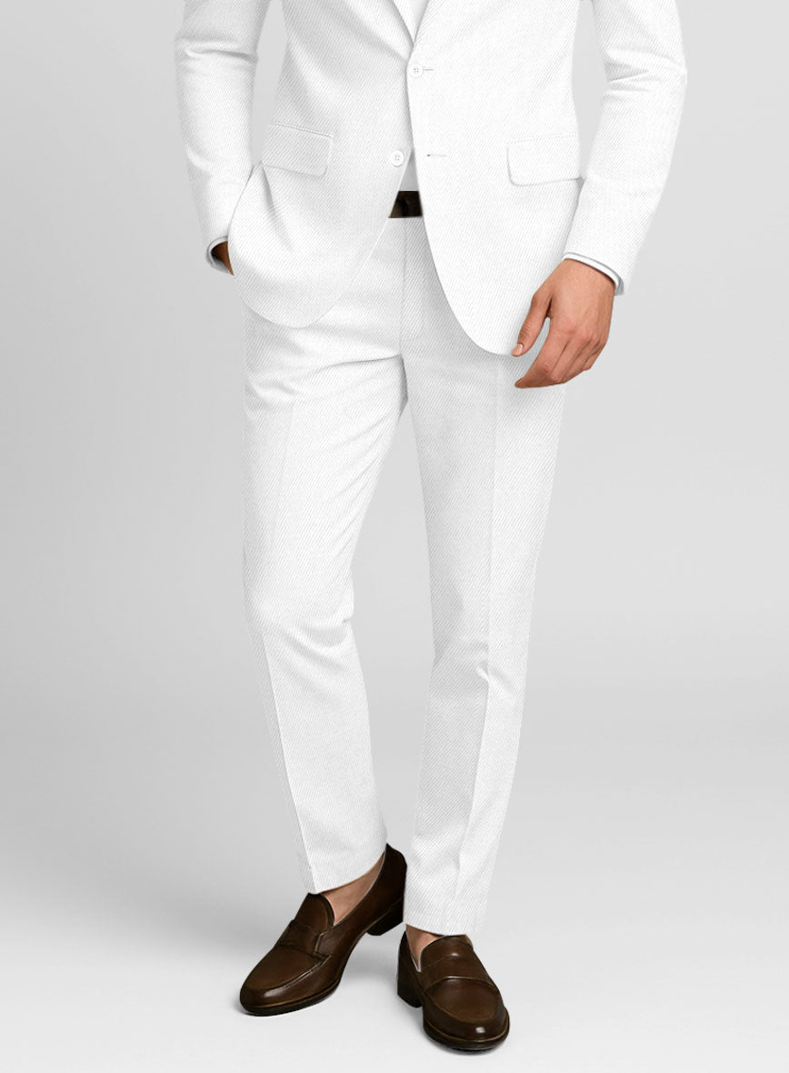 Cotton Drill White Stretch Pants - StudioSuits