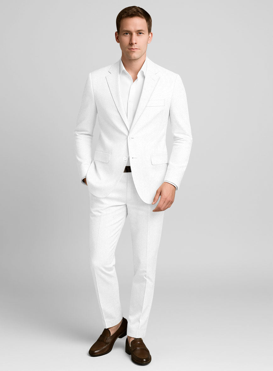 Cotton Drill White Stretch Suit - StudioSuits