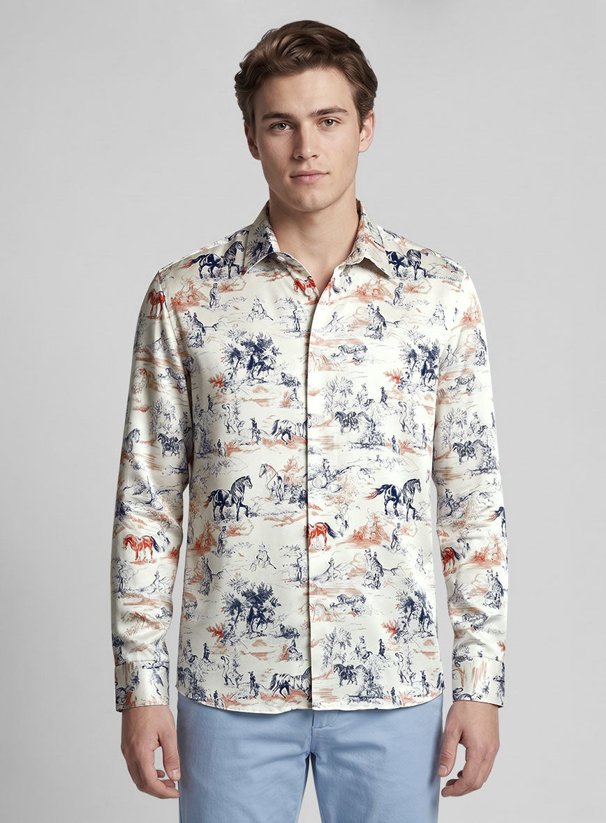Countryside Sketch Silk Shirt - StudioSuits
