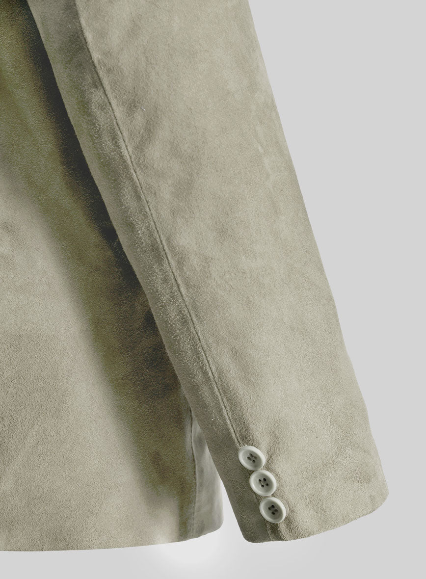 Cream Beige Suede Leather Blazer - StudioSuits