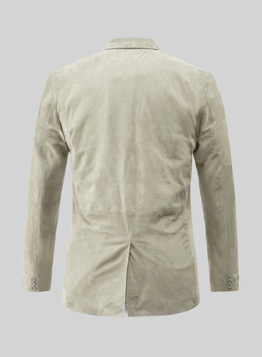 Cream Beige Suede Leather Blazer - StudioSuits