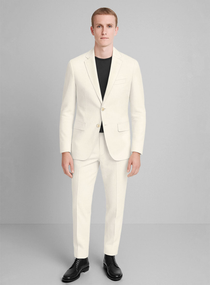 Cream Napoli Stretch Light Weight Cotton Suit - StudioSuits