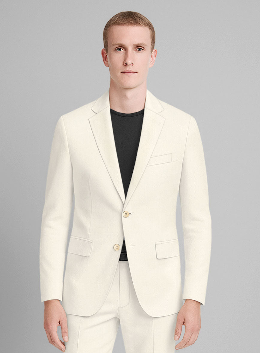 Cream Napoli Stretch Light Weight Cotton Suit - StudioSuits