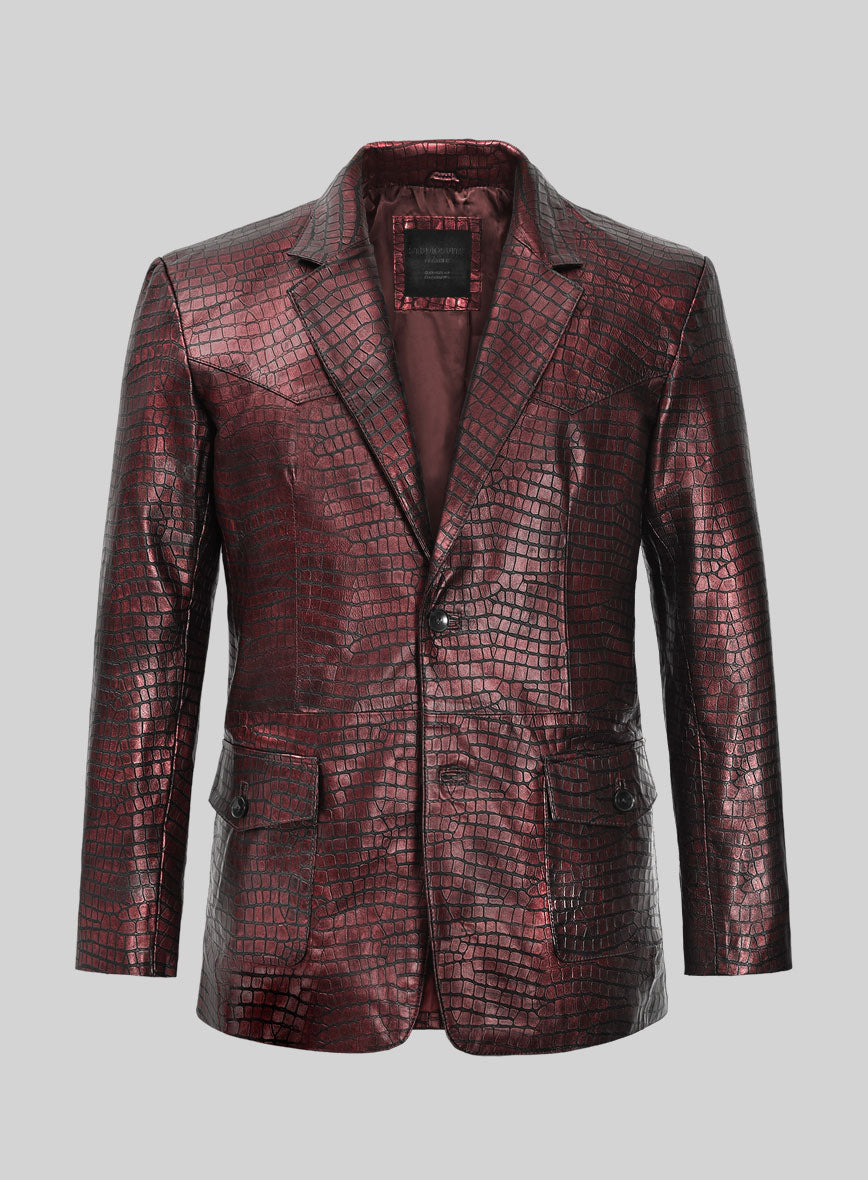 Croc Antique Rose Western Leather Blazer - StudioSuits