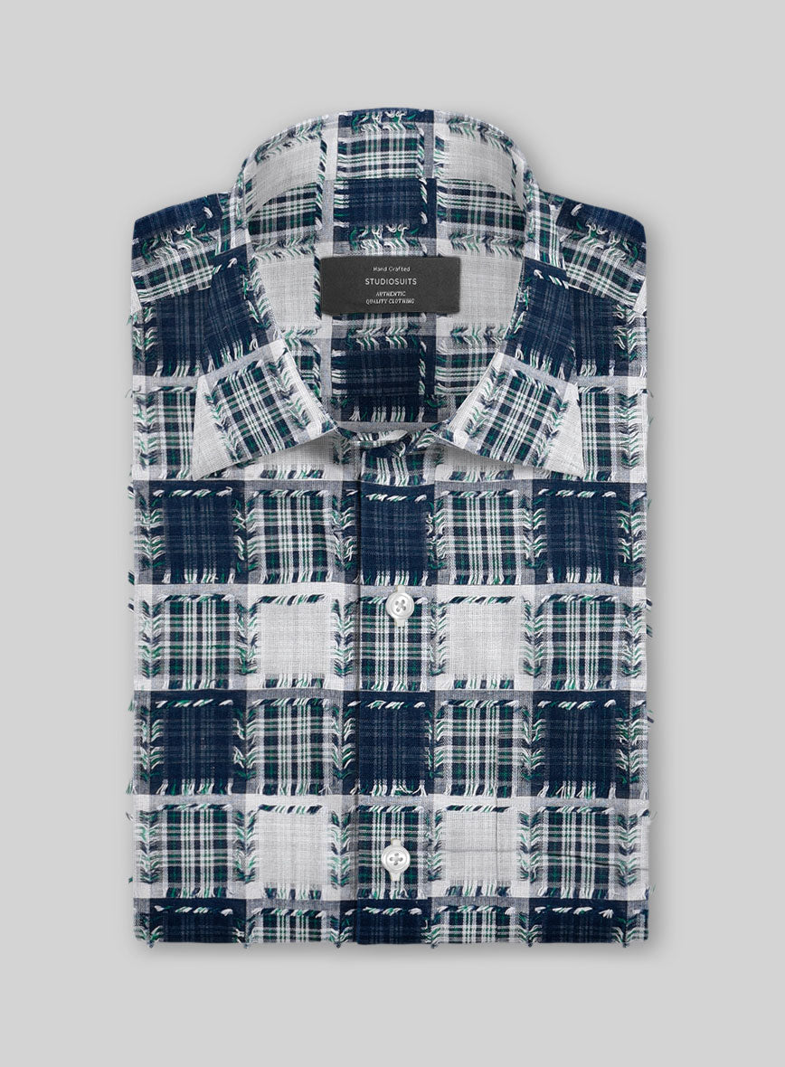 Crossfade Check Patchwork Cotton Shirt - StudioSuits