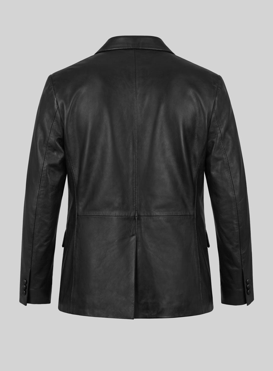 Crown Double Breasted Leather Blazer - StudioSuits