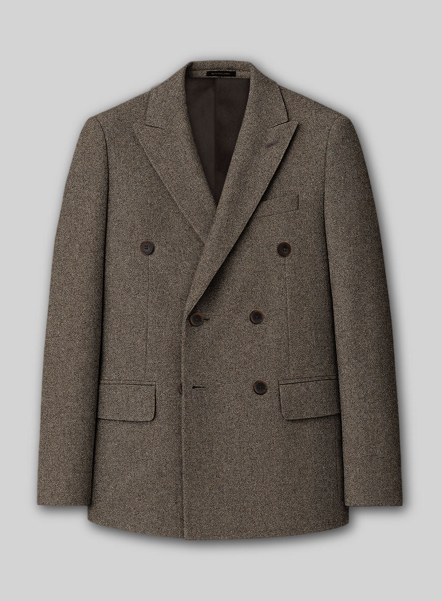 Dapper Brown Tweed Double Breasted Jacket - StudioSuits