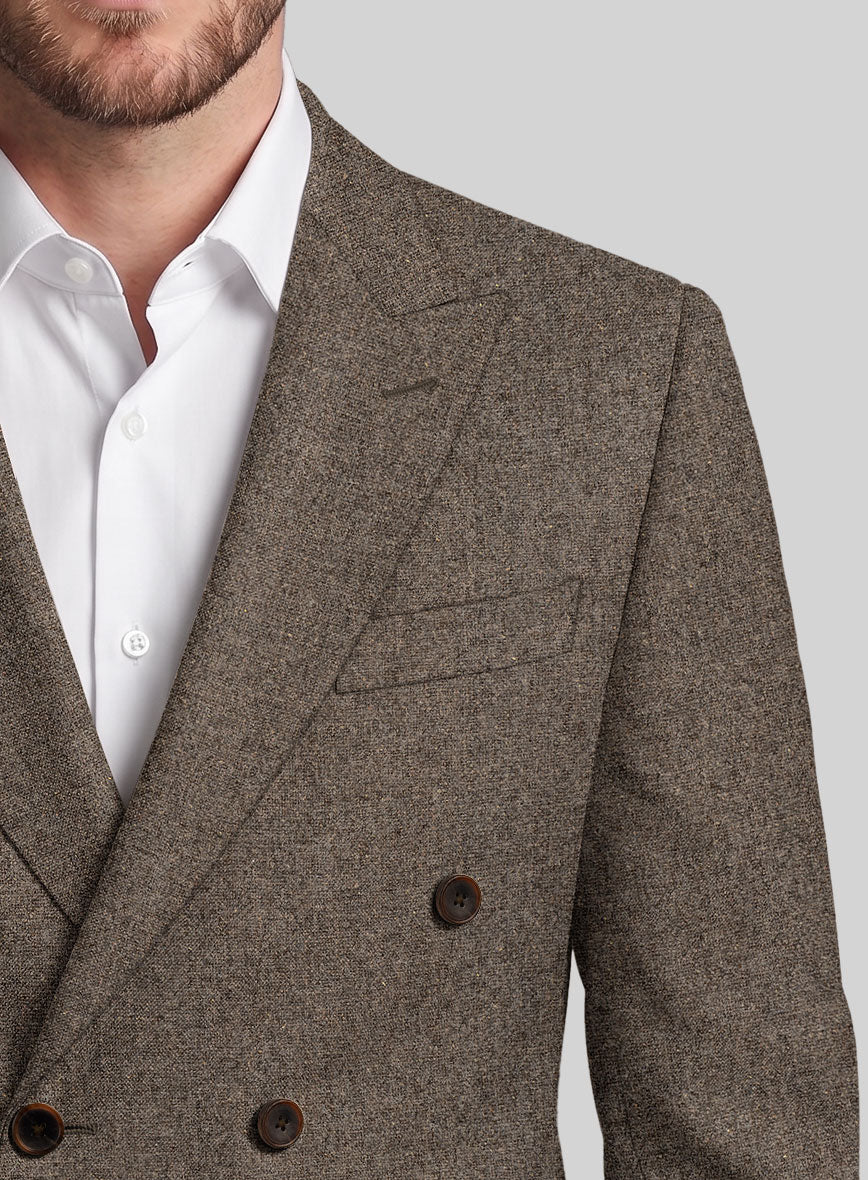 Dapper Brown Tweed Double Breasted Jacket - StudioSuits