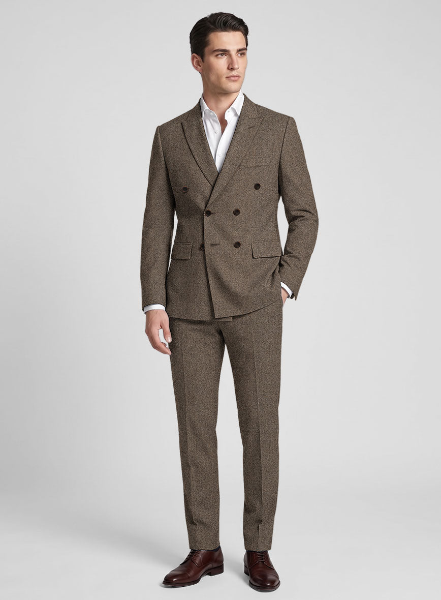 Dapper Brown Tweed Double Breasted Suit - StudioSuits