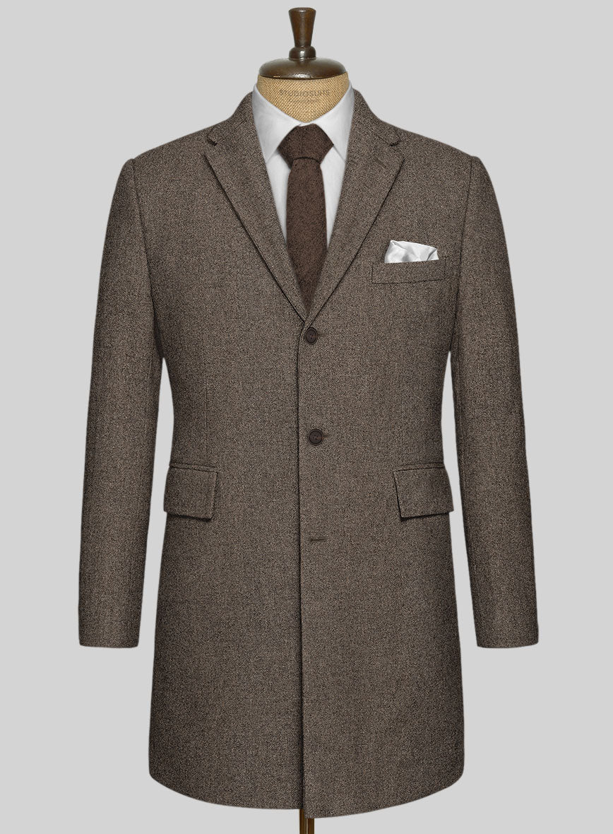 Dapper Brown Tweed Overcoat - StudioSuits