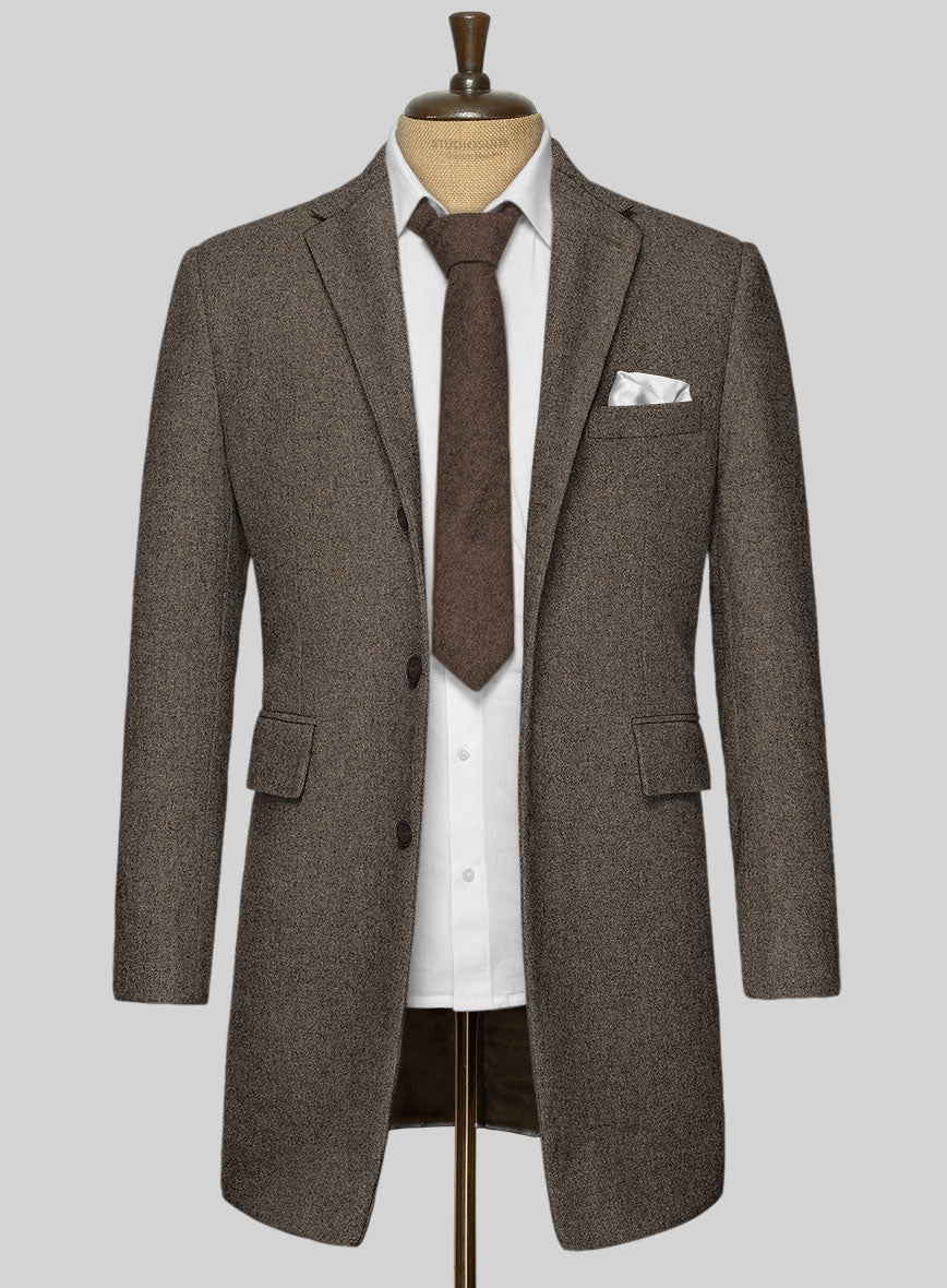Dapper Brown Tweed Overcoat - StudioSuits
