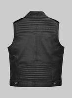 Dargee Black Biker Leather Vest - StudioSuits