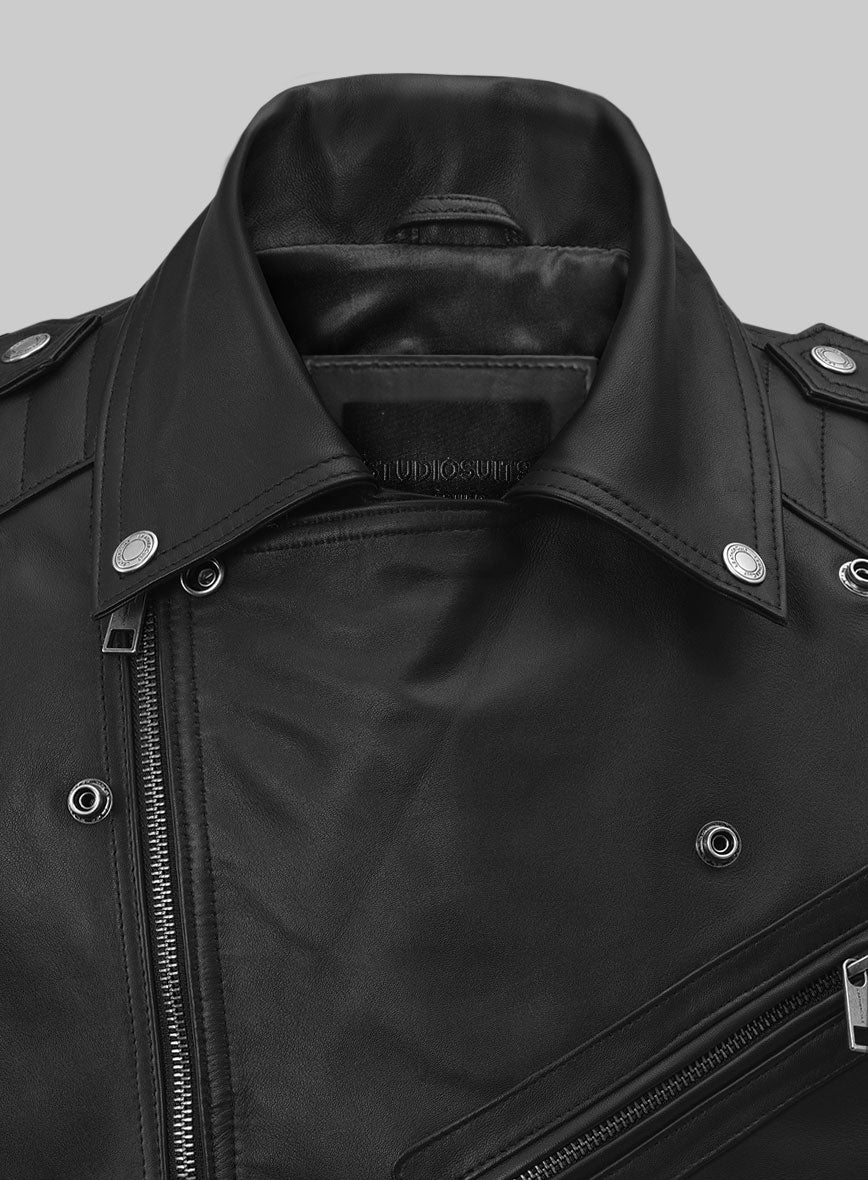 Dargee Black Biker Leather Vest - StudioSuits