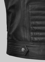 Dargee Black Biker Leather Vest - StudioSuits