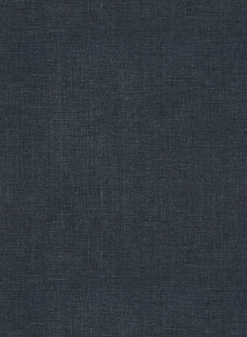 Dark Blue Linen Highland Trousers - StudioSuits