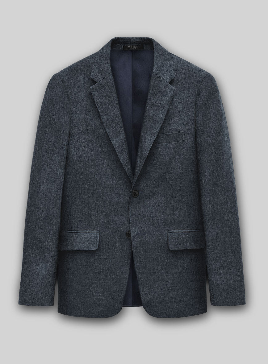 Dark Blue Linen Jacket - StudioSuits