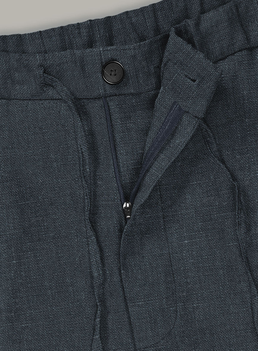 Dark Blue Linen Shorts - StudioSuits