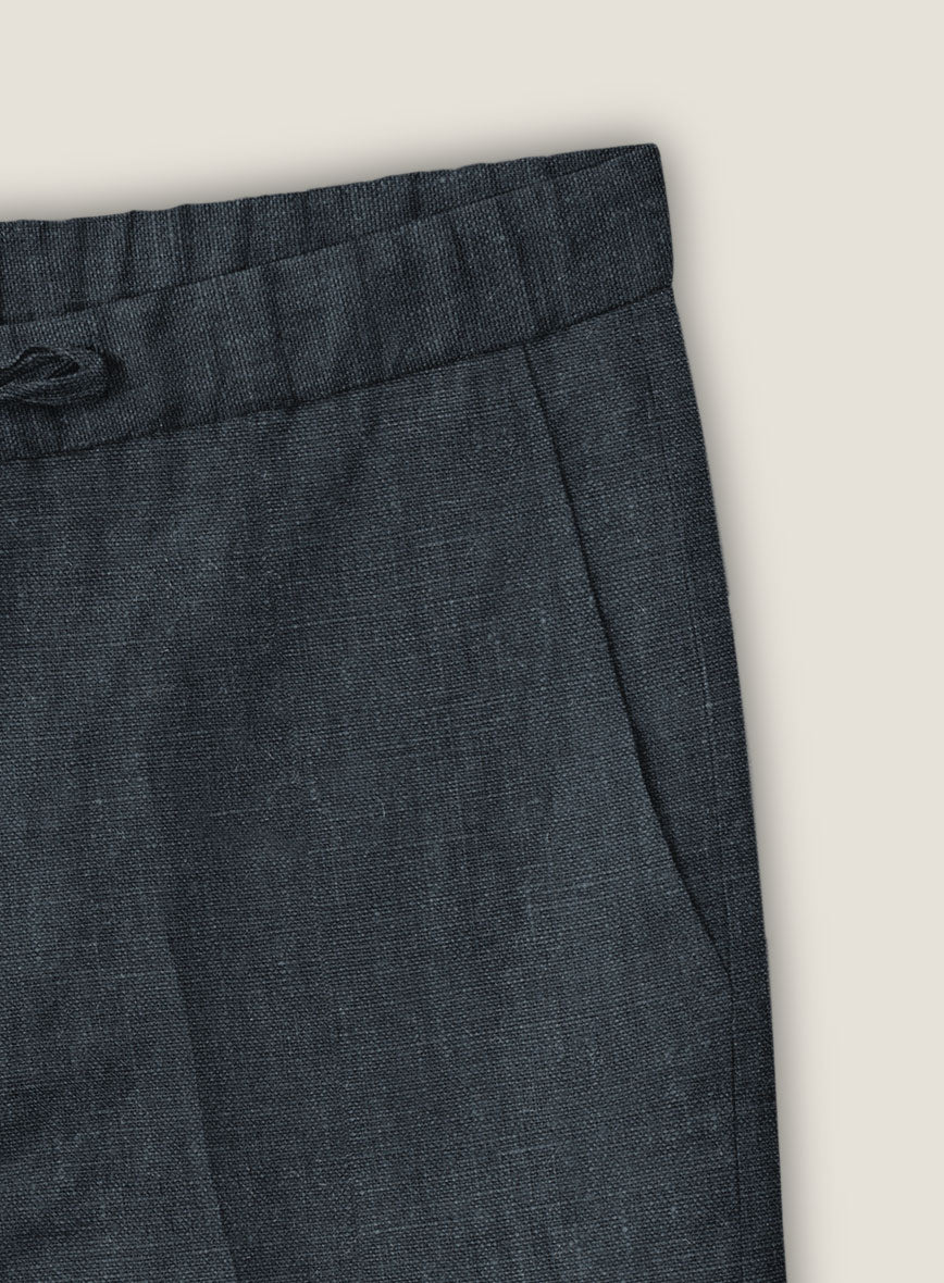 Dark Blue Linen Shorts - StudioSuits