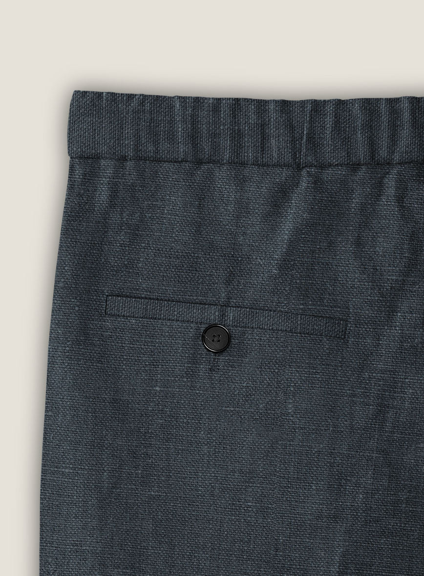 Dark Blue Linen Shorts - StudioSuits