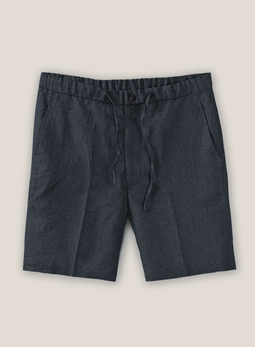 Dark Blue Linen Shorts - StudioSuits