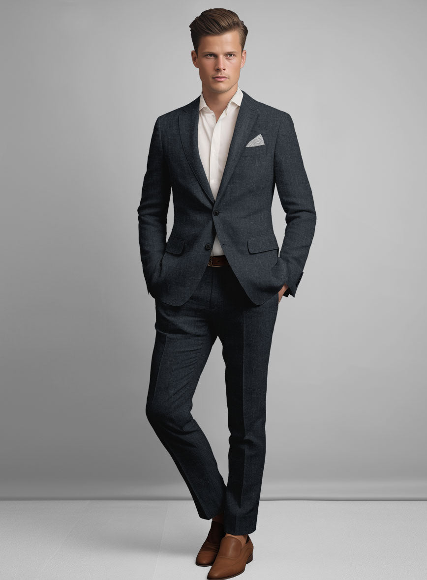 Dark Blue Linen Suit - StudioSuits