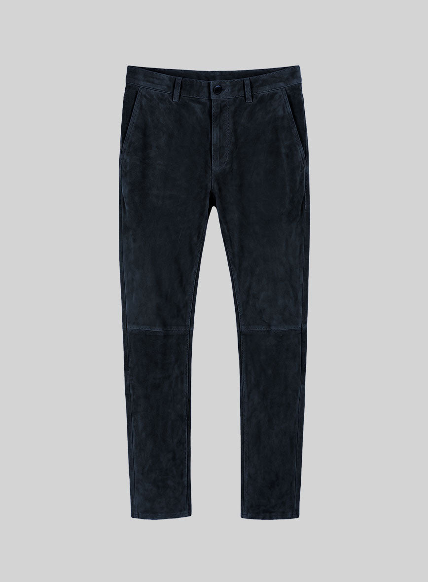 Dark Blue Suede Leather Suit - StudioSuits