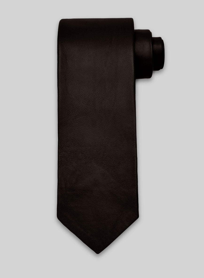 Dark Brown Leather Tie - StudioSuits
