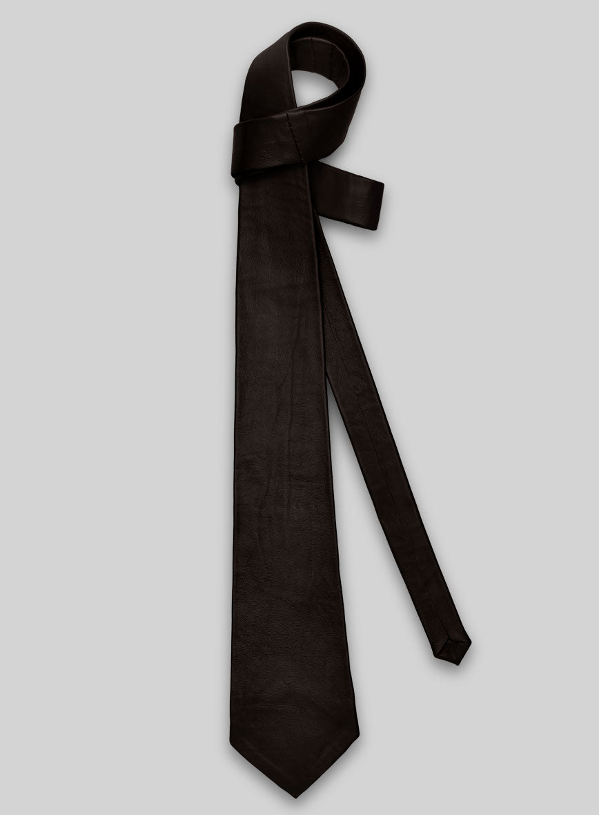 Dark Brown Leather Tie - StudioSuits