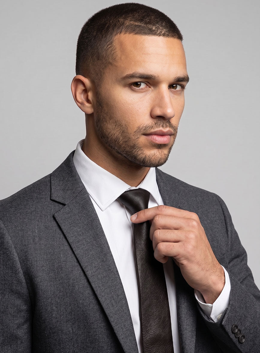 Dark Brown Leather Tie - StudioSuits