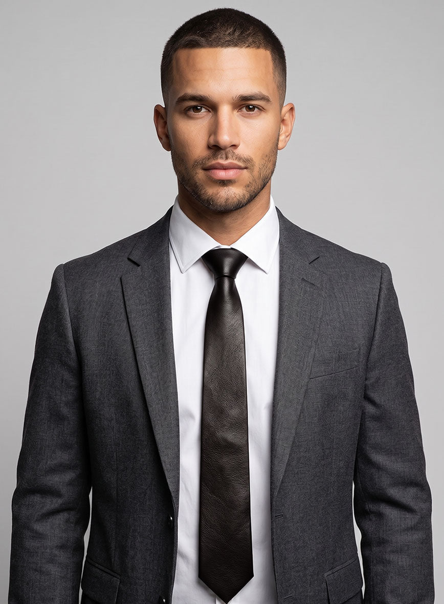 Dark Brown Leather Tie - StudioSuits