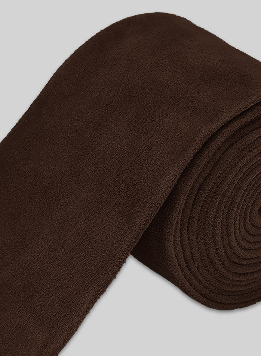 Dark Brown Suede Leather Tie - StudioSuits
