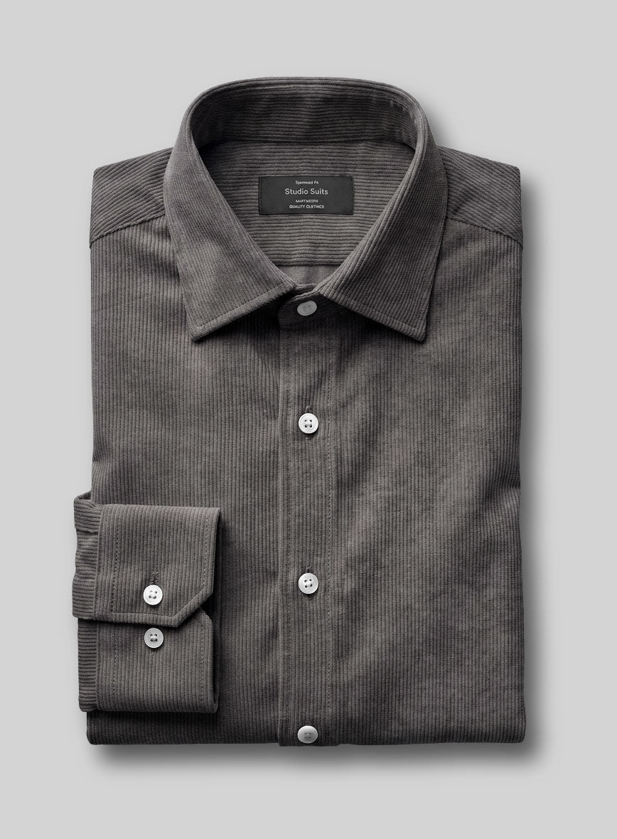 Dark Gray Stretch Pin Corduroy Shirt - StudioSuits