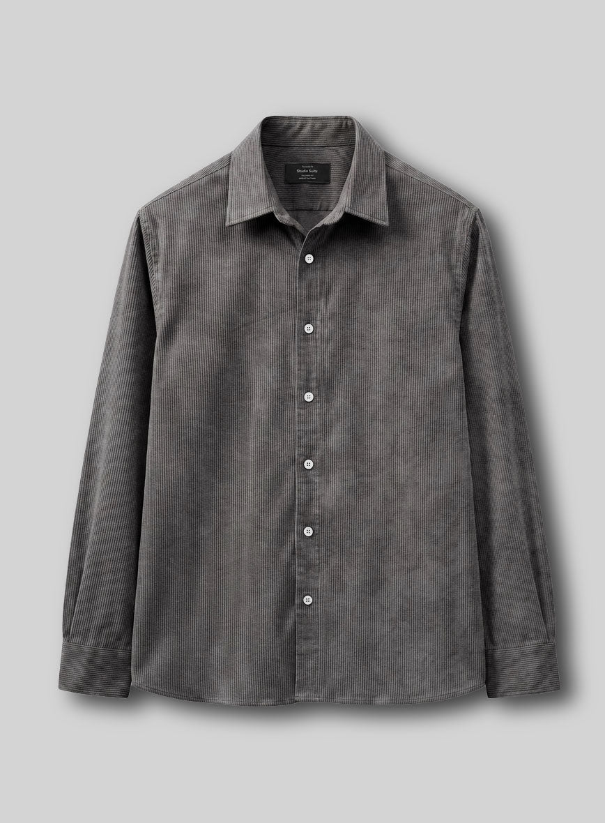 Dark Gray Stretch Pin Corduroy Shirt - StudioSuits