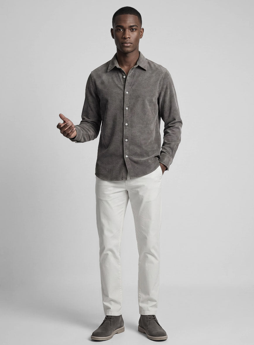 Dark Gray Stretch Pin Corduroy Shirt - StudioSuits
