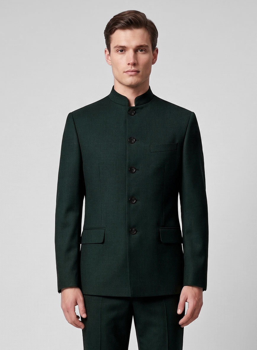 Dark Green Nehru Jacket - StudioSuits