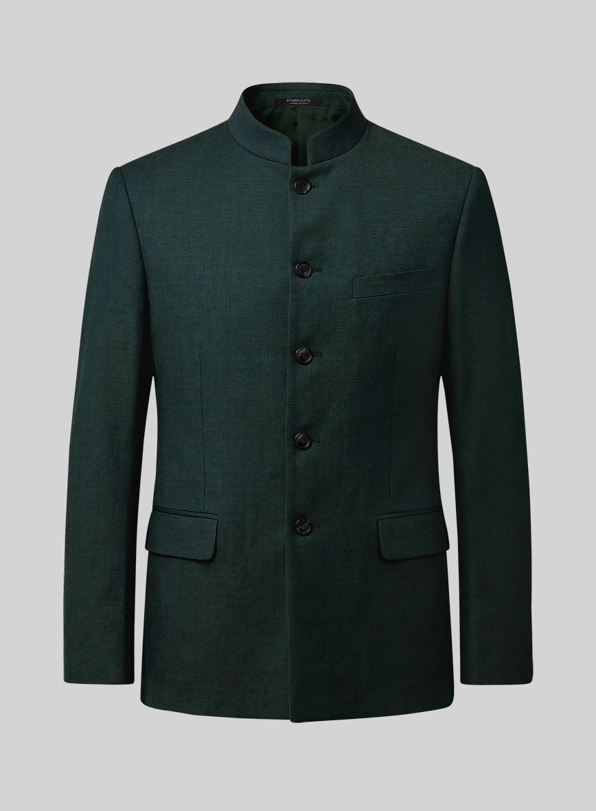 Dark Green Nehru Jacket - StudioSuits