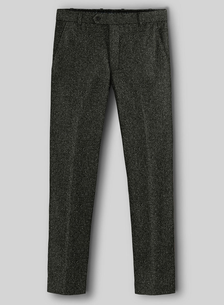 Dark Olive Flecks Donegal Tweed Double Breasted Suit - StudioSuits