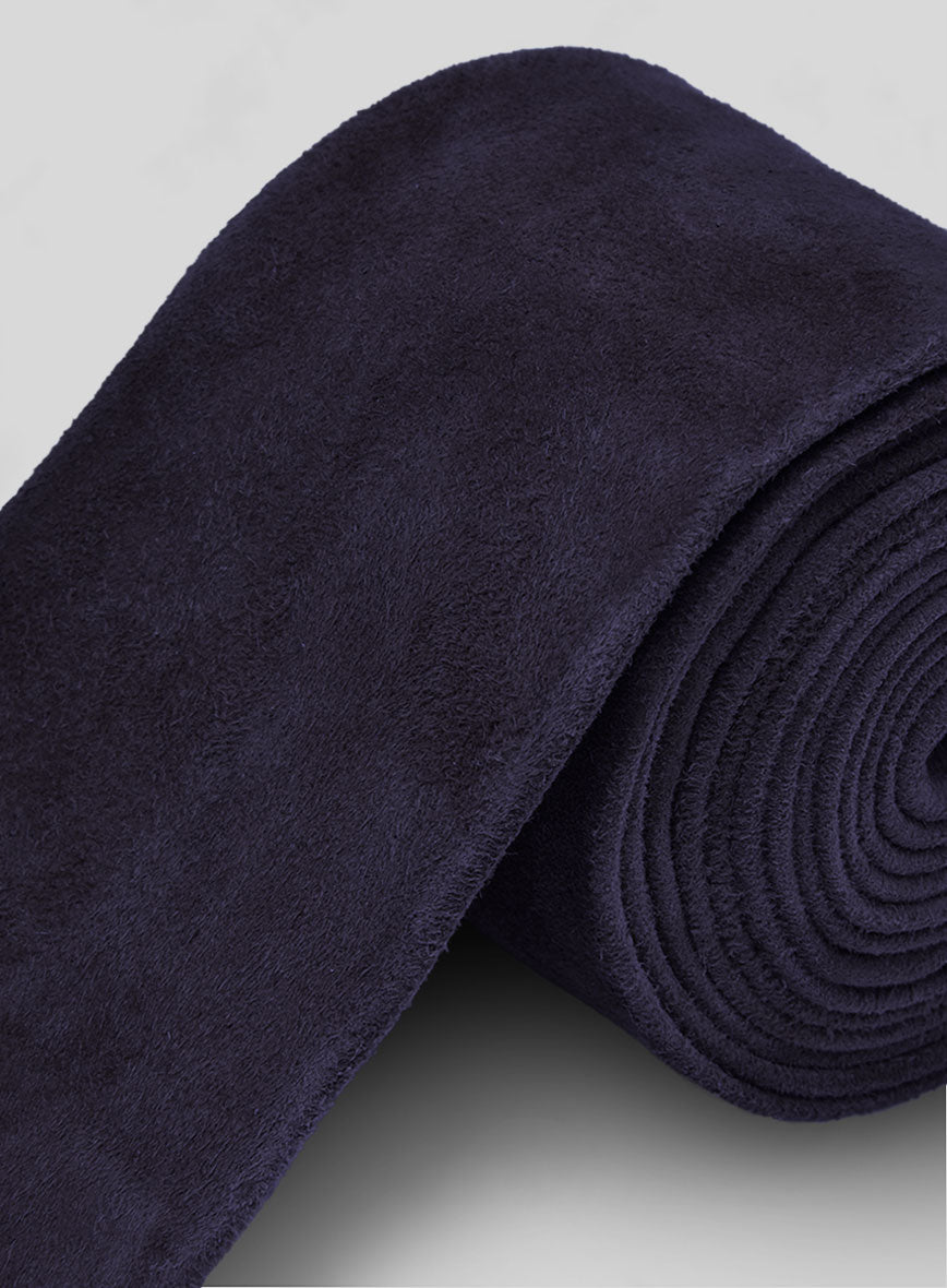 Dark Slate Purple Suede Leather Tie - StudioSuits