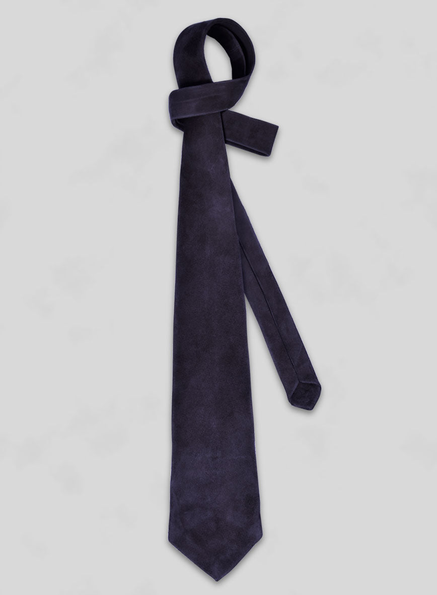 Dark Slate Purple Suede Leather Tie - StudioSuits