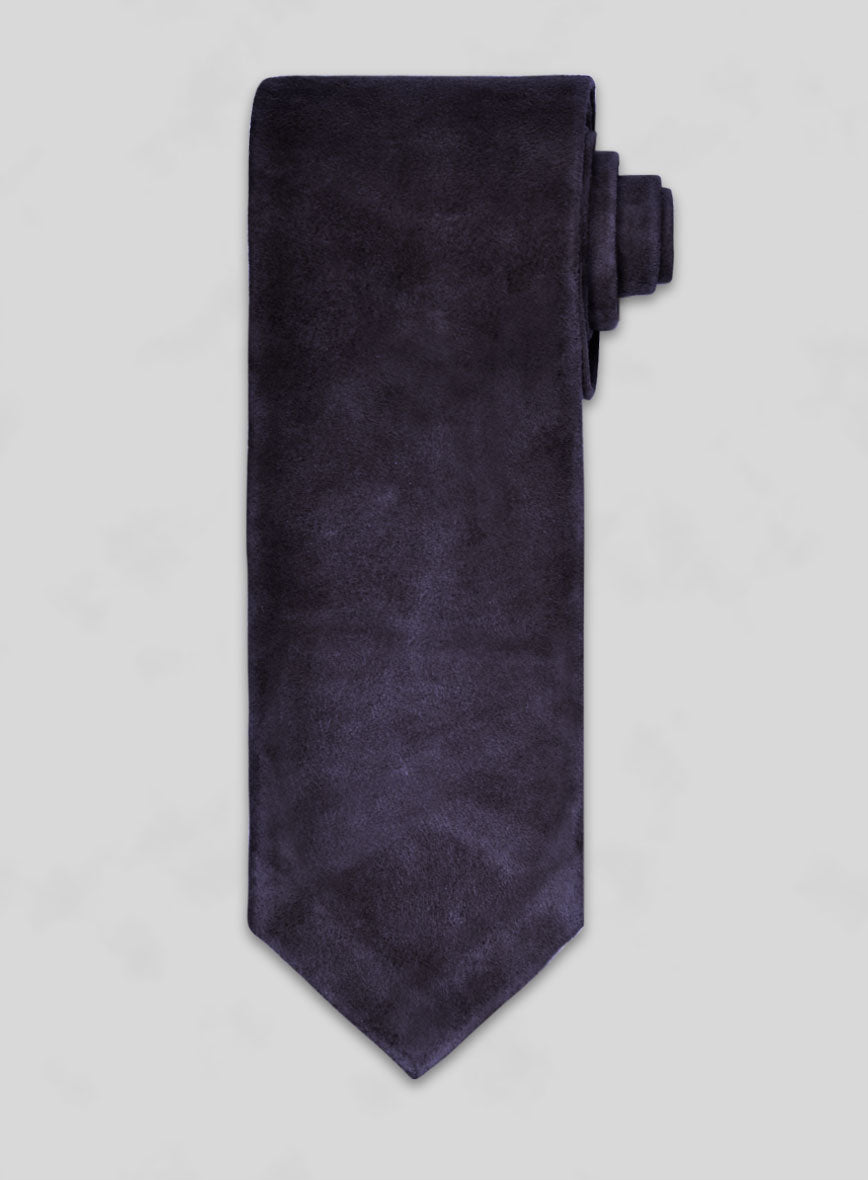 Dark Slate Purple Suede Leather Tie - StudioSuits