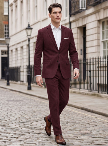 Dark Wine Heavy Tweed Suit - StudioSuits