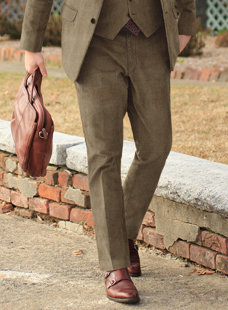 Dark Beige Corduroy Pants - StudioSuits