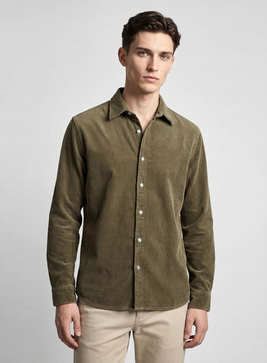 Dark Beige Corduroy Shirt - StudioSuits