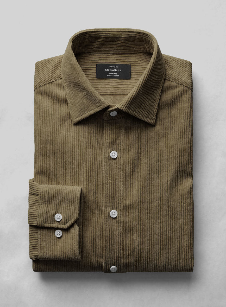 Dark Beige Corduroy Shirt - StudioSuits