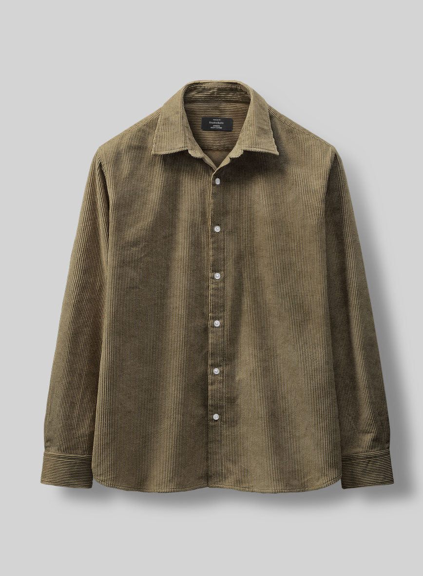 Dark Beige Corduroy Shirt - StudioSuits