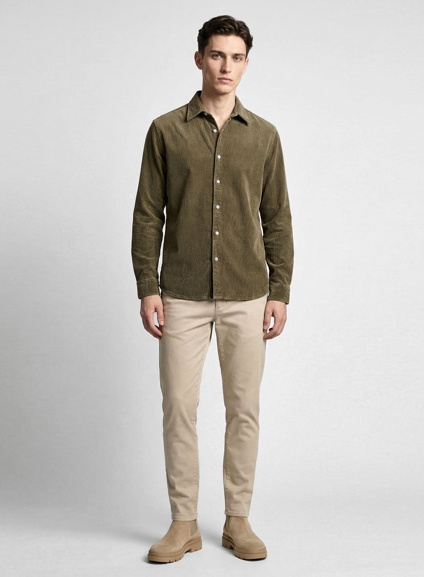 Dark Beige Corduroy Shirt - StudioSuits