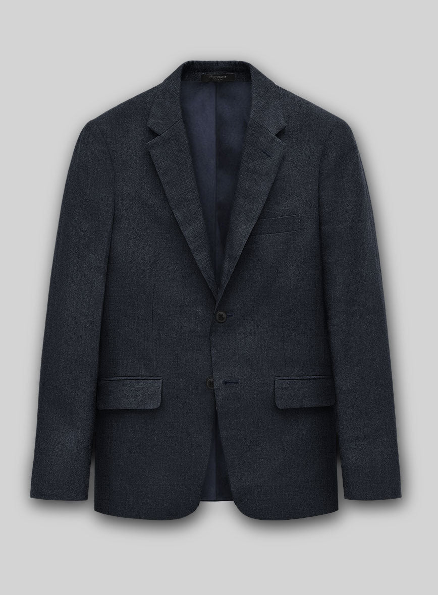 Dark Blue Linen Jacket - StudioSuits