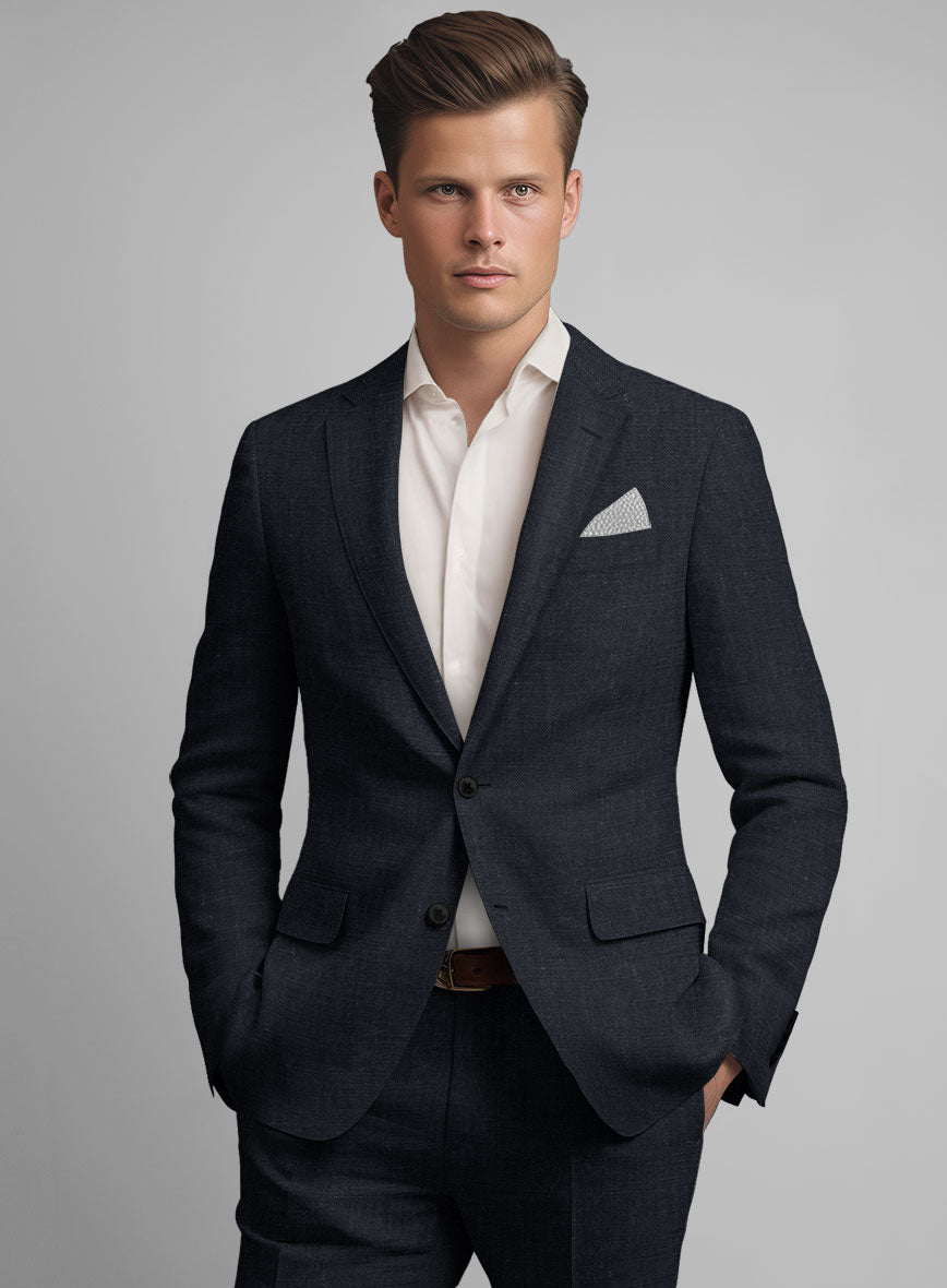 Dark Blue Linen Jacket - StudioSuits