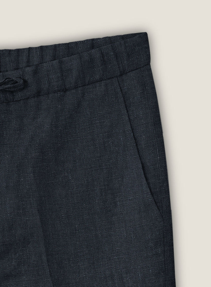 Dark Blue Linen Shorts - StudioSuits