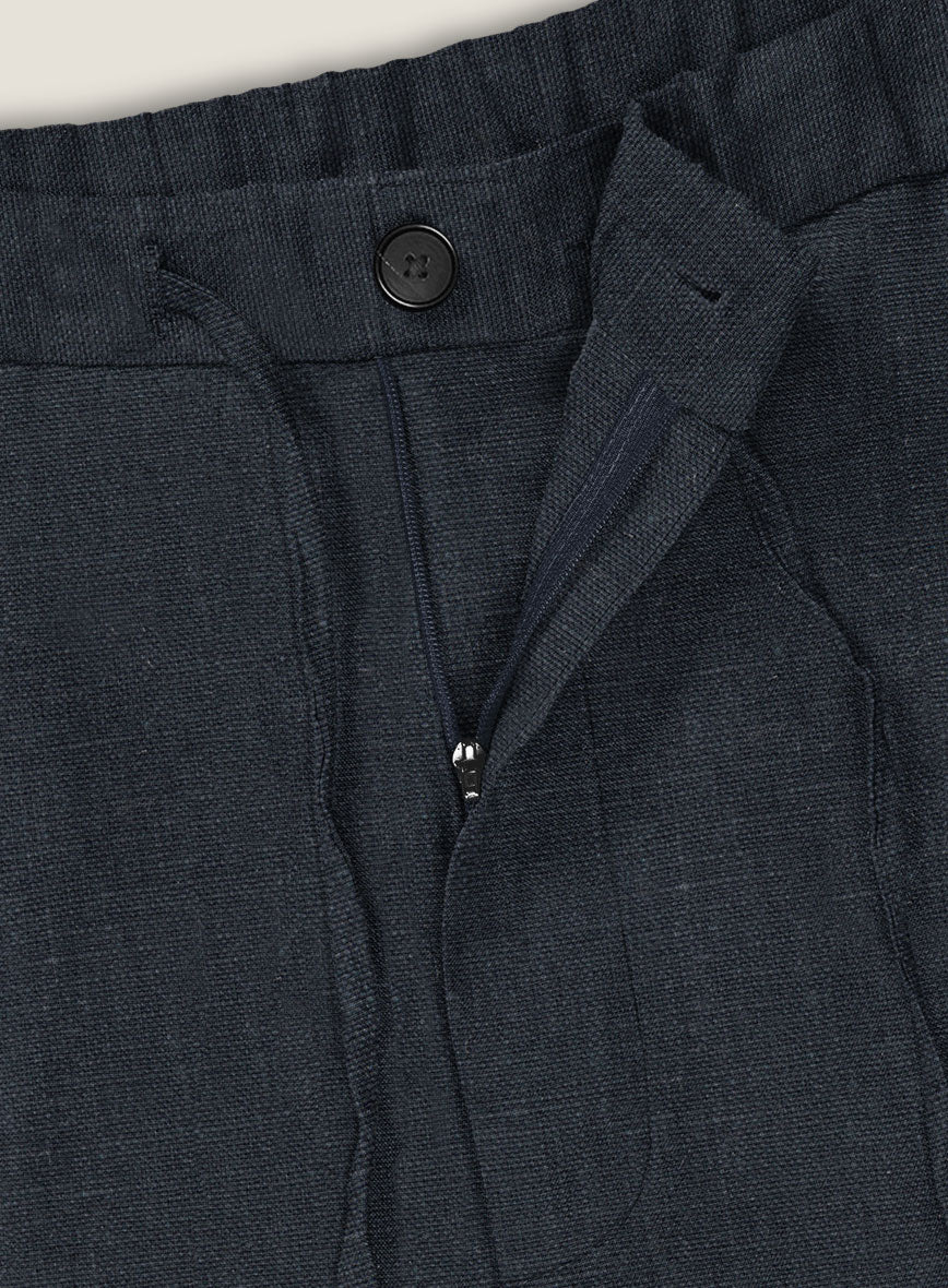 Dark Blue Linen Shorts - StudioSuits